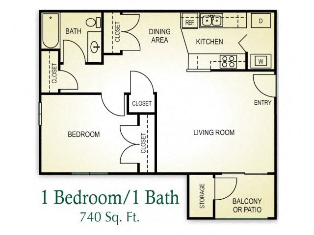 1 Bedroom Floor Plan 1